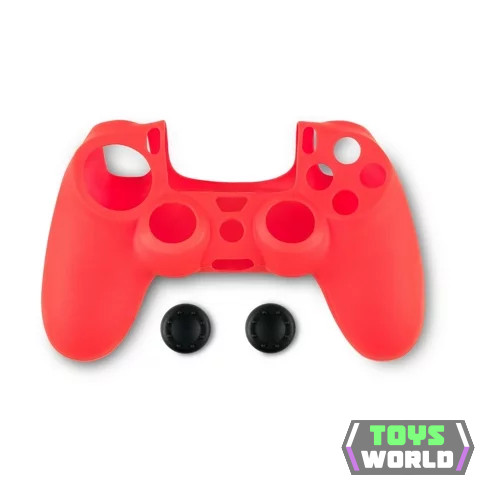 Spartan Gear - Controller Silicon Skin Cover and Thumb Grips Red (PS4)