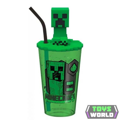 Minecraft Green műanyag 3D szívószálas pohár 443 ml