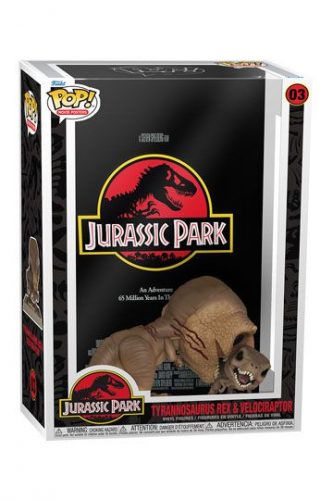 Jurassic Park POP! Movie Poszter & figura Tyrannosaurus Rex & Velociraptor 9 cm