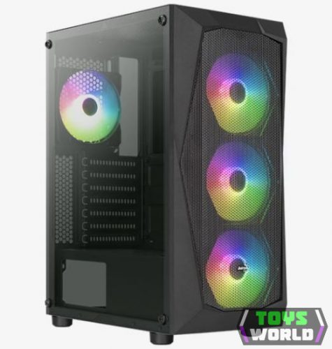 AeroCool Falcon ARGB Falcon-A-BK-V2 táp nélküli ház akril oldallappal fekete 