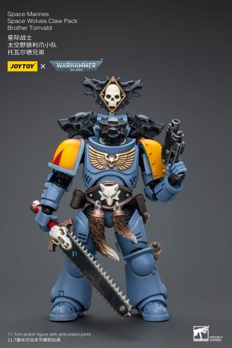 Warhammer 40k 1/18 Space Marines Space Wolves Claw Pack Brother Torrvald akciófigura 12 cm