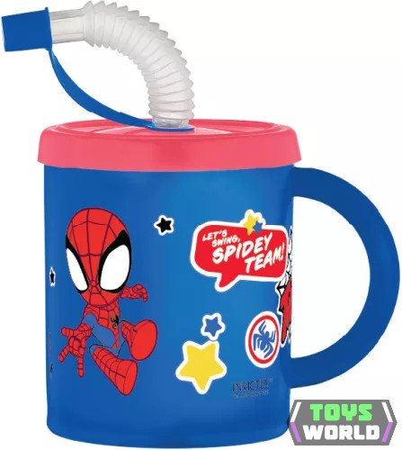 Pókember Spidey szívószálas bögre, műanyag 210 ml