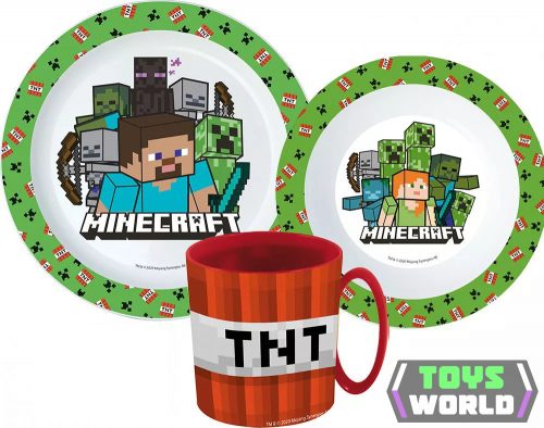 Minecraft étkészlet, micro műanyag szett bögrével 350 ml