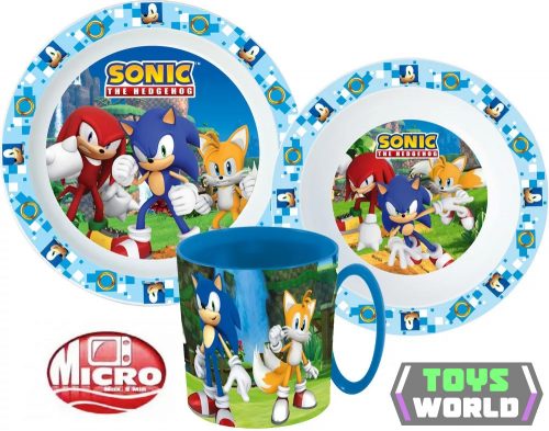 Sonic, a sündisznó étkészlet, micro műanyag szett bögrével 350 ml