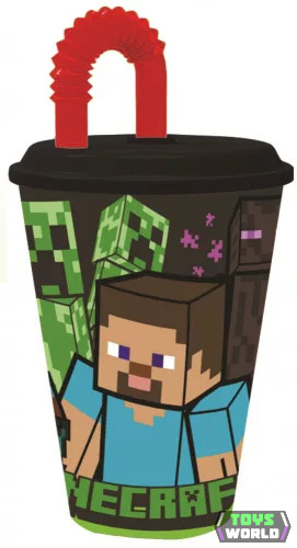 Minecraft Steve's Journey Szívószálas pohár, műanyag 430 ml