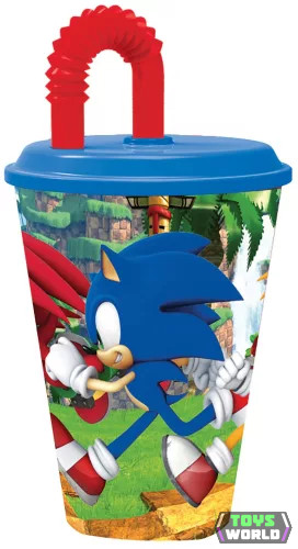 Sonic, a sündisznó Speedy szívószálas pohár, műanyag 430 ml