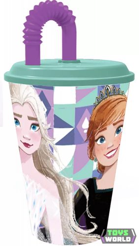 Disney Jégvarázs Ice Magic szívószálas pohár, műanyag 430 ml