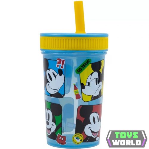 Disney Mickey Fun-Tastic szilikon szívószálas pohár 420 ml