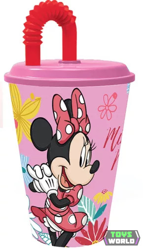 Disney Minnie Spring szívószálas pohár, műanyag 430 ml